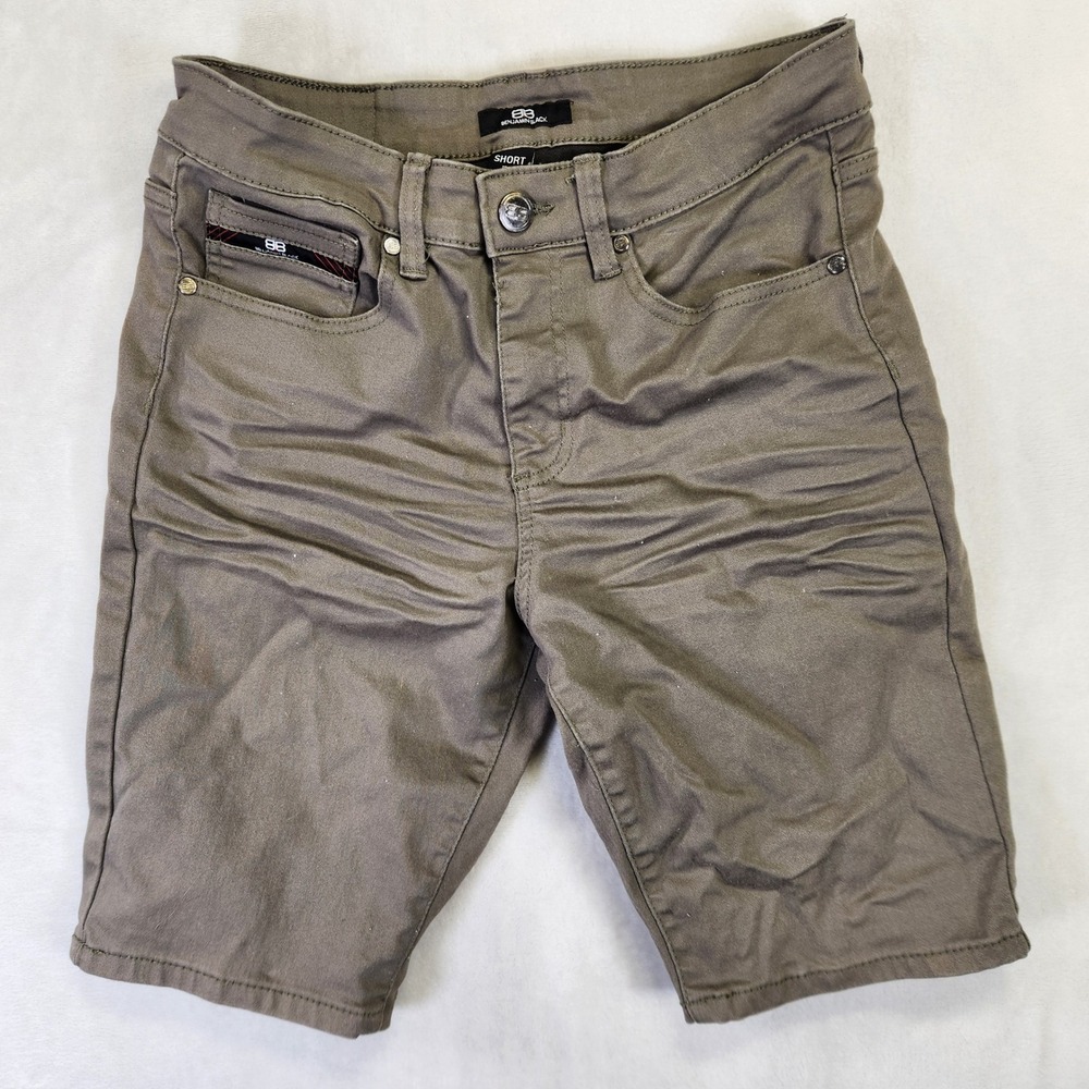 Benjamin Black Mens Size 30 Shorts Olive Brown Stretch Moto Pocket Casual Slim